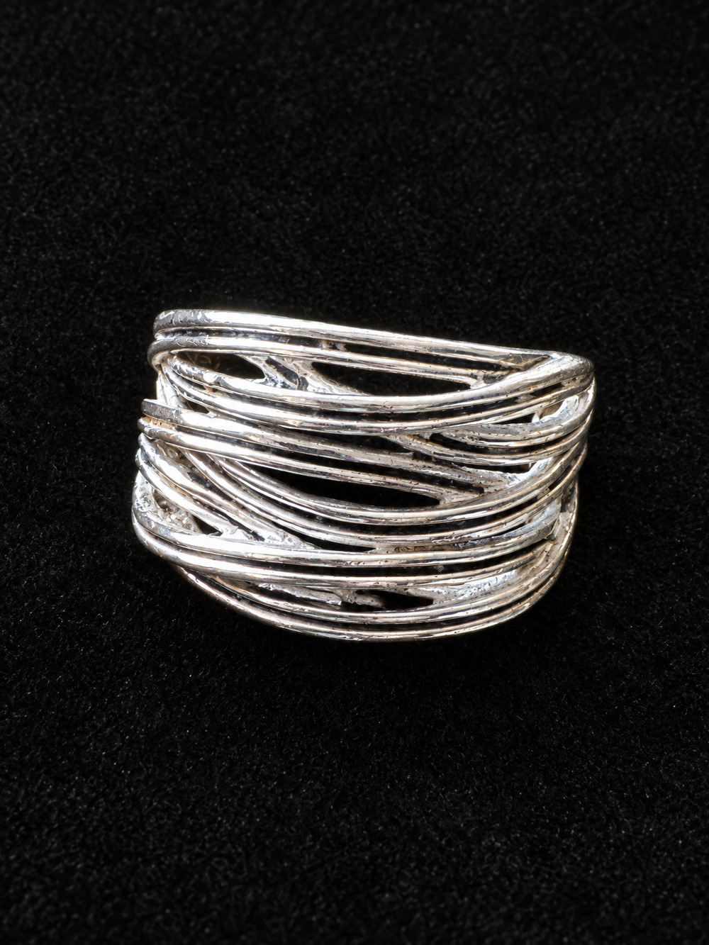 ⚜️ Wire-Wrap Band Ring | Lattice Woven Silver-Tone | Size 9 💗
